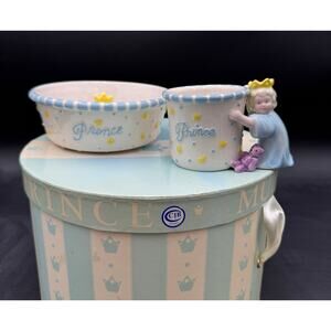 Mud Pie Prince Bowl and Cup Set for Baby Boy